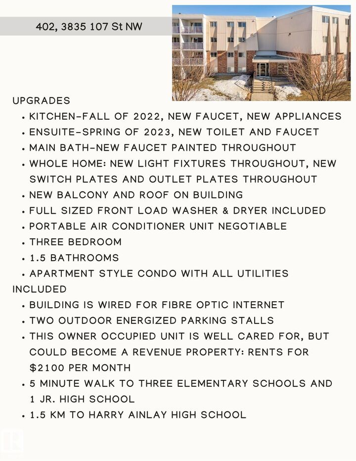 Property Photo:  3835 107 Street NW 402  AB T6N 2N7 